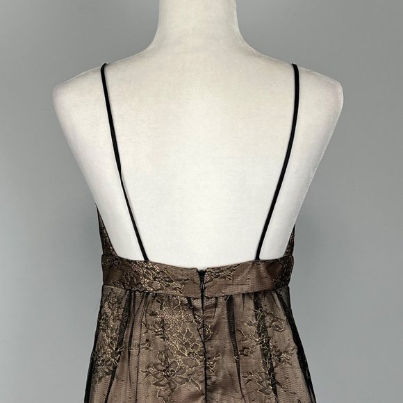 ABS Allen Schwartz Black Mesh Overlay Sleeveless Cocktail Slip Dress size 4 - Picture 9 of 13